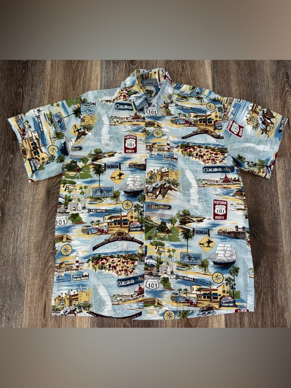 High Seas Trading Company Historic Hwy 101 Hawaiian Shirt Men’s Size M LIKE NEW!